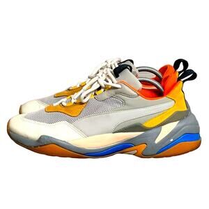 MENS PUMA THUNDER SPECTRA DRIZZLE GRAY GOLD ATHLETIC SHOES SIZE 9.5 NICE LEATHER